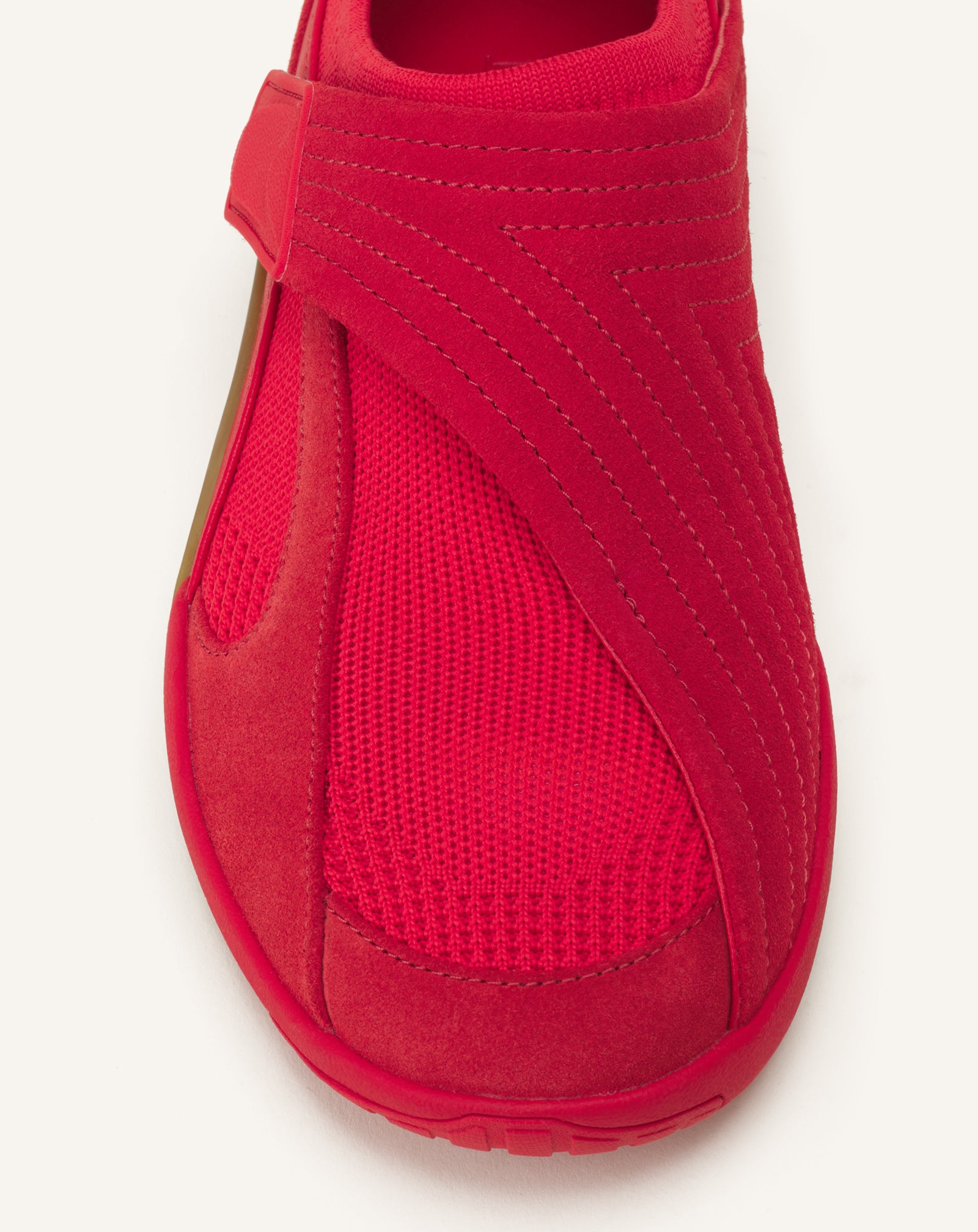RED LNV1 KNIT AND SUEDE SNEAKERS