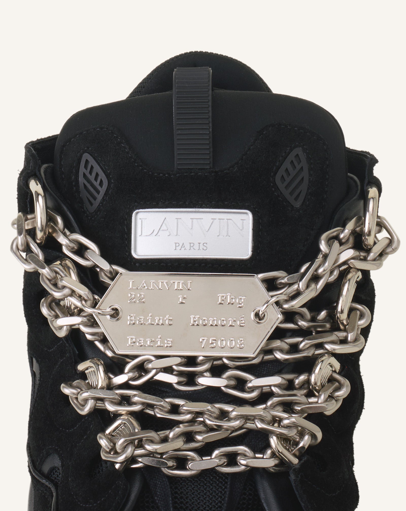 BLACK CURB SNEAKERS ID CHAIN IN SUEDE