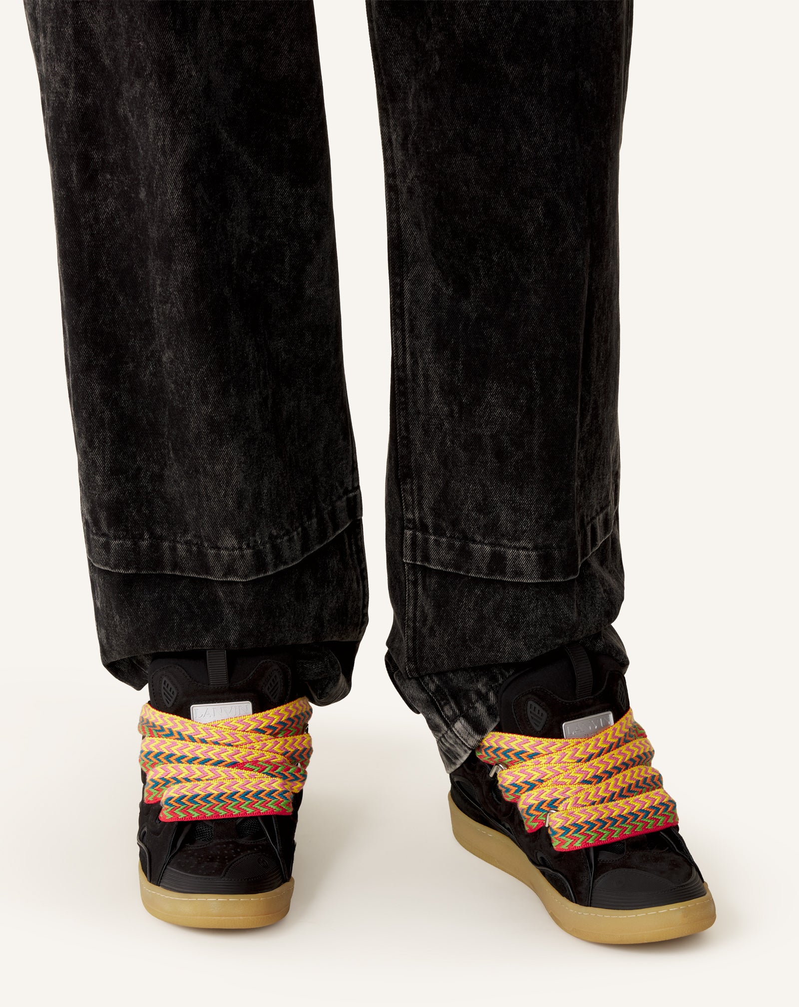 BLACK CURB SNEAKERS IN LEATHER