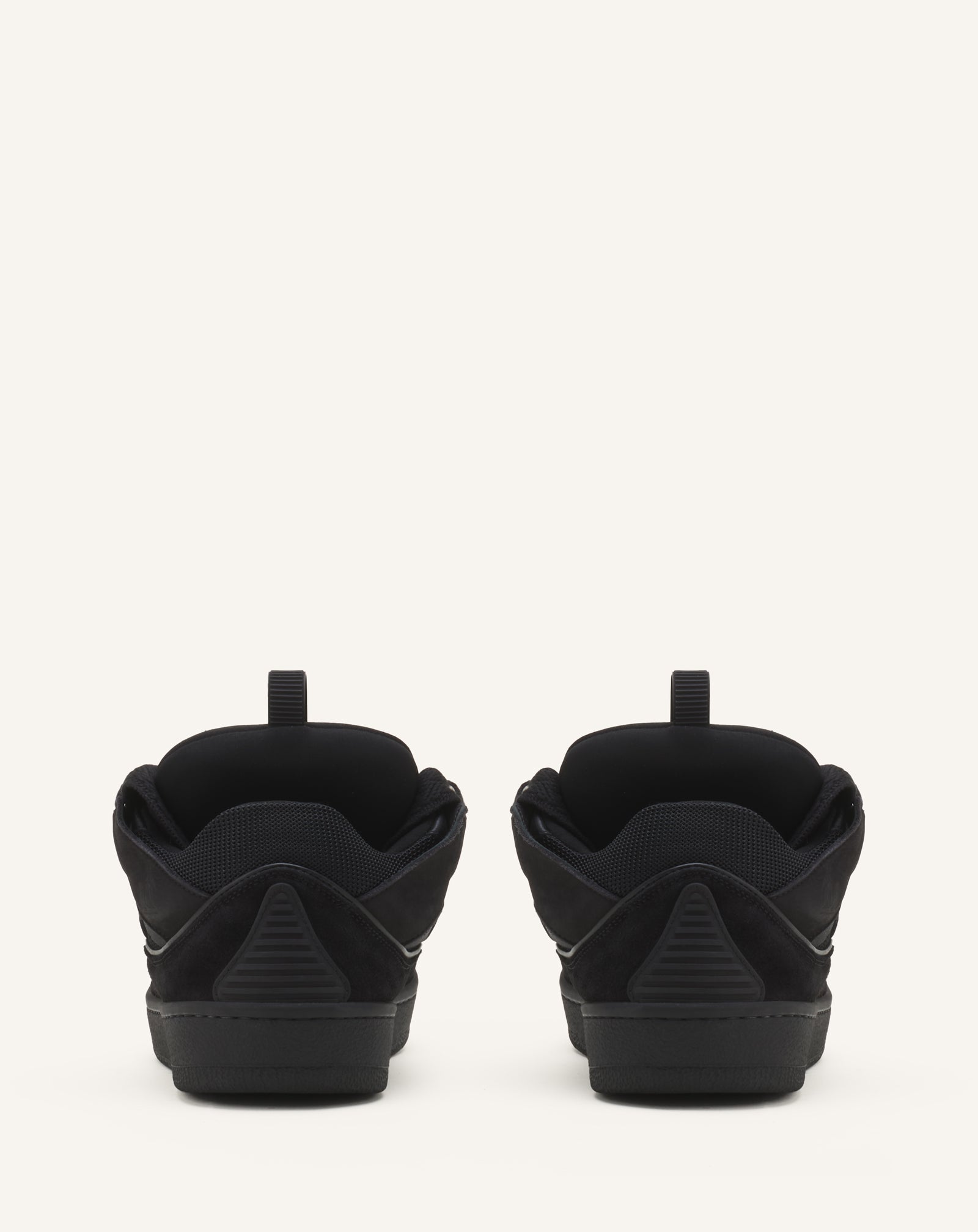 BLACK LEATHER CURB SNEAKERS