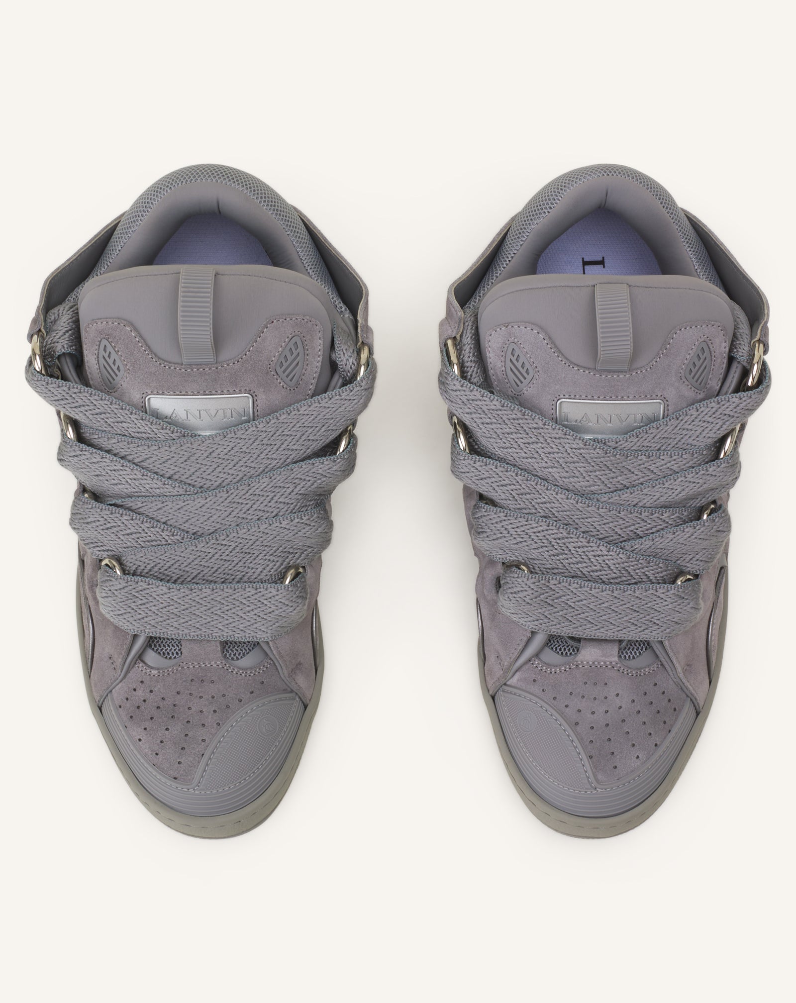 GREY CURB SNEAKERS IN MONOCHROME SUEDE