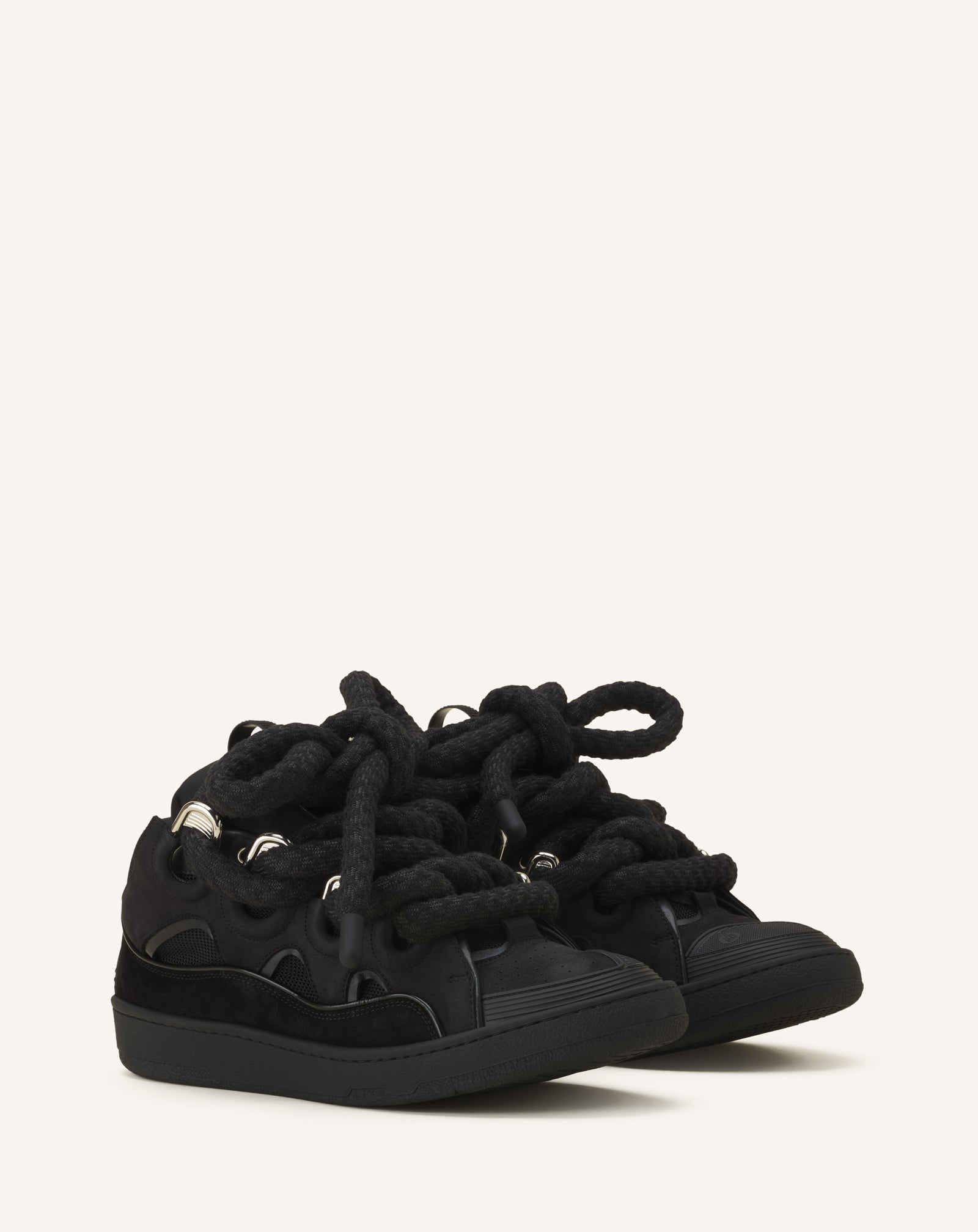 BLACK CURB SNAKE SNEAKERS IN LEATHER