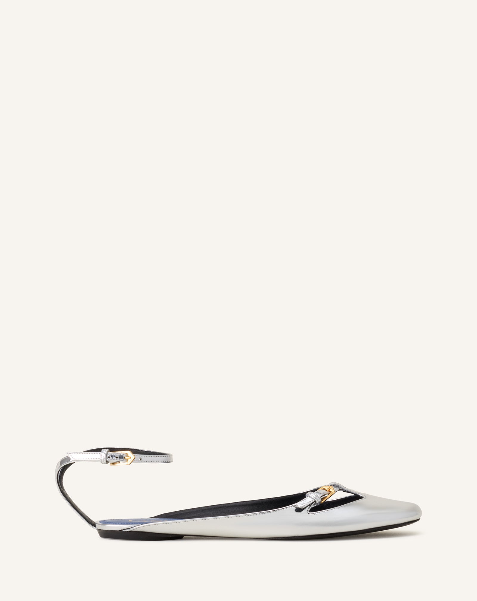 SILVER MARY-JANE BALLERINA IN LEATHER