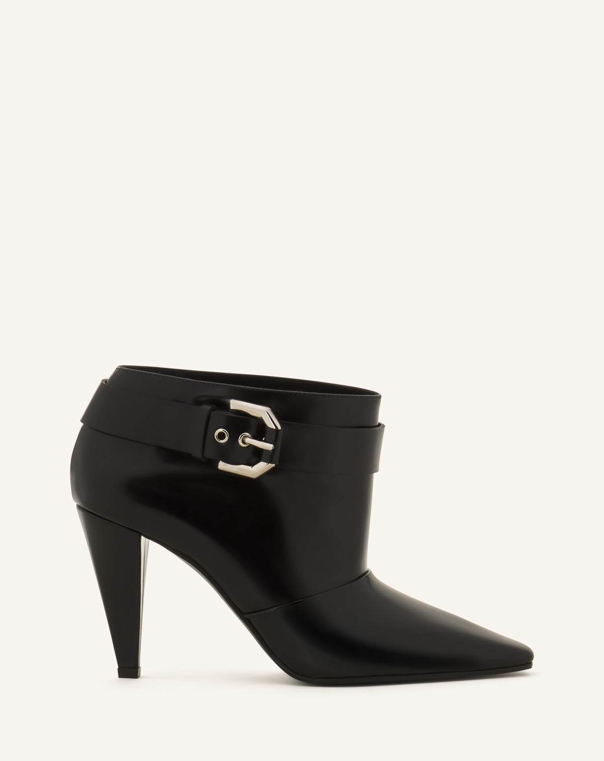 BLACK MYSTIQUE PATENT LEATHER ANKLE BOOT