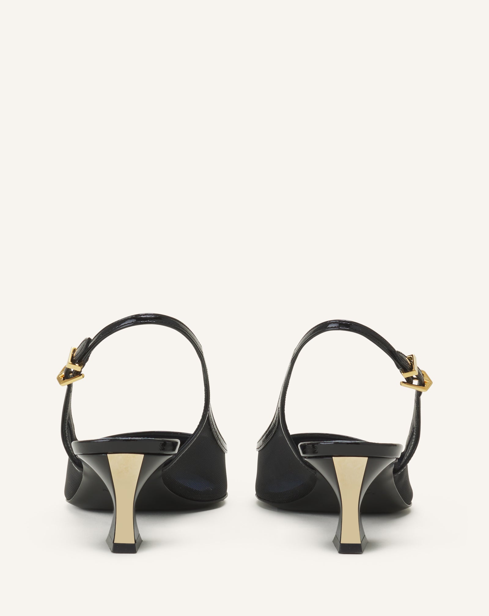 BLACK NOCTURNE SLINGBACK IN MESH AND PATENT LEATHER