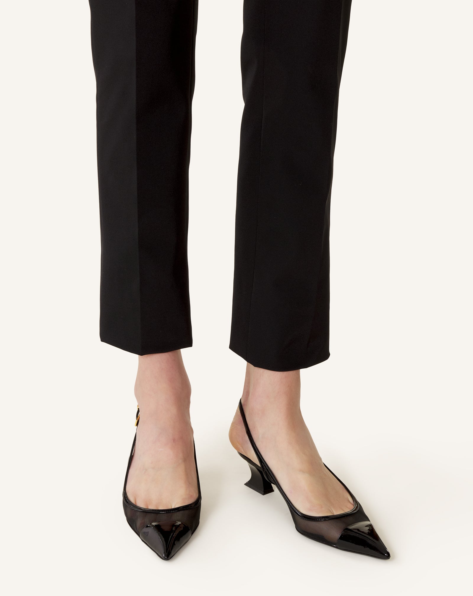 BLACK NOCTURNE SLINGBACK IN MESH AND PATENT LEATHER