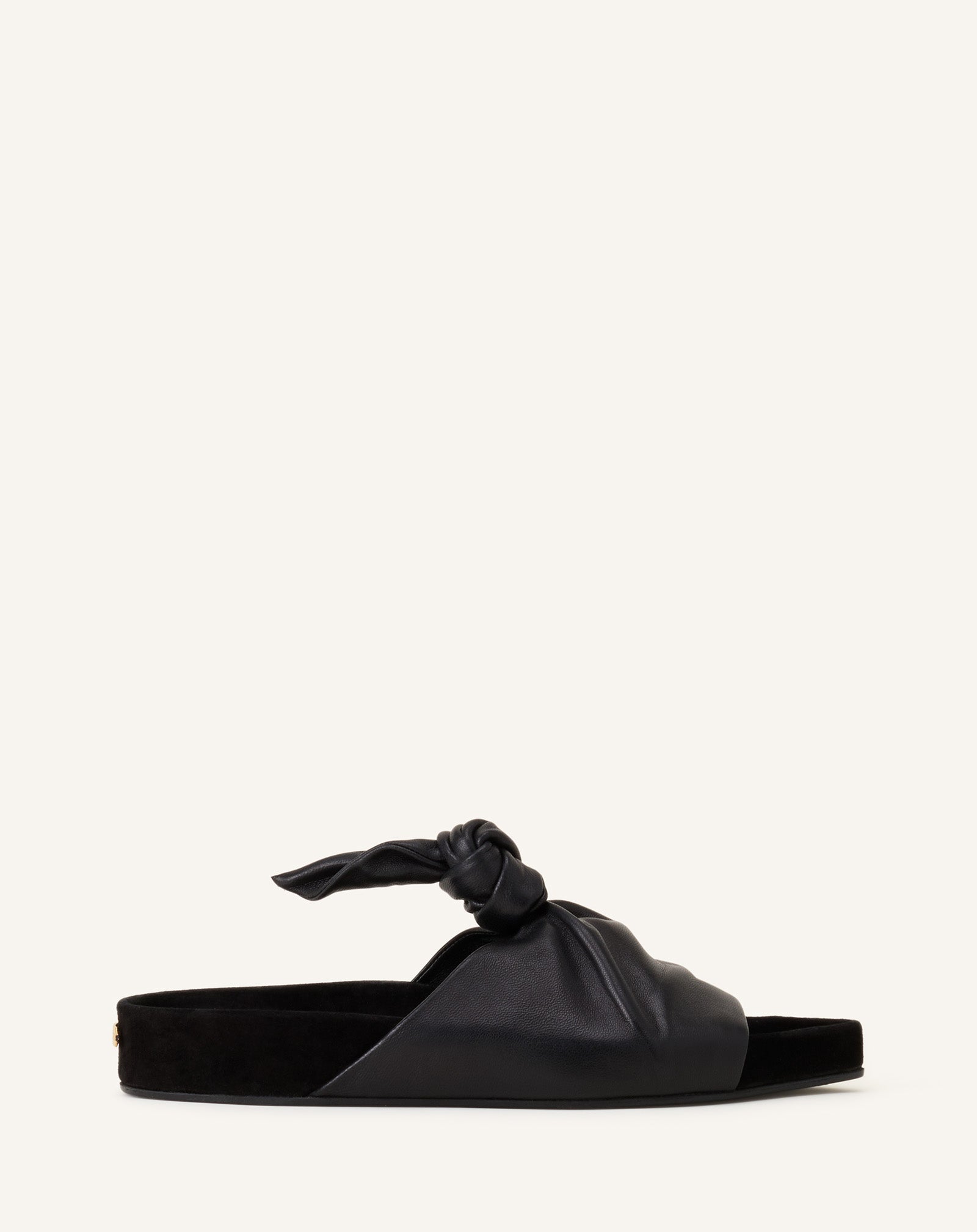 BLACK COCOON FLAT LEATHER MULE