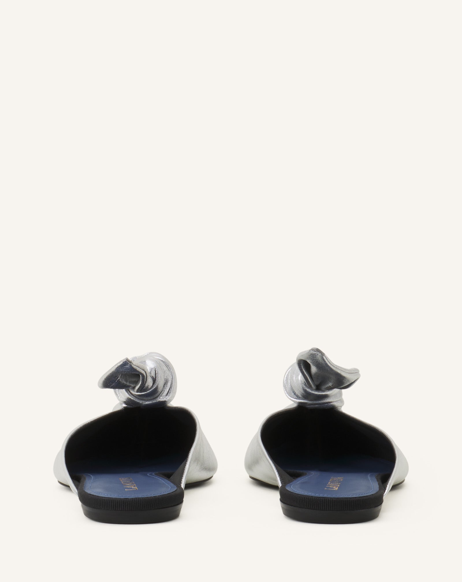 MIDNIGHT STEP BOW MULE IN METALLIC LEATHER