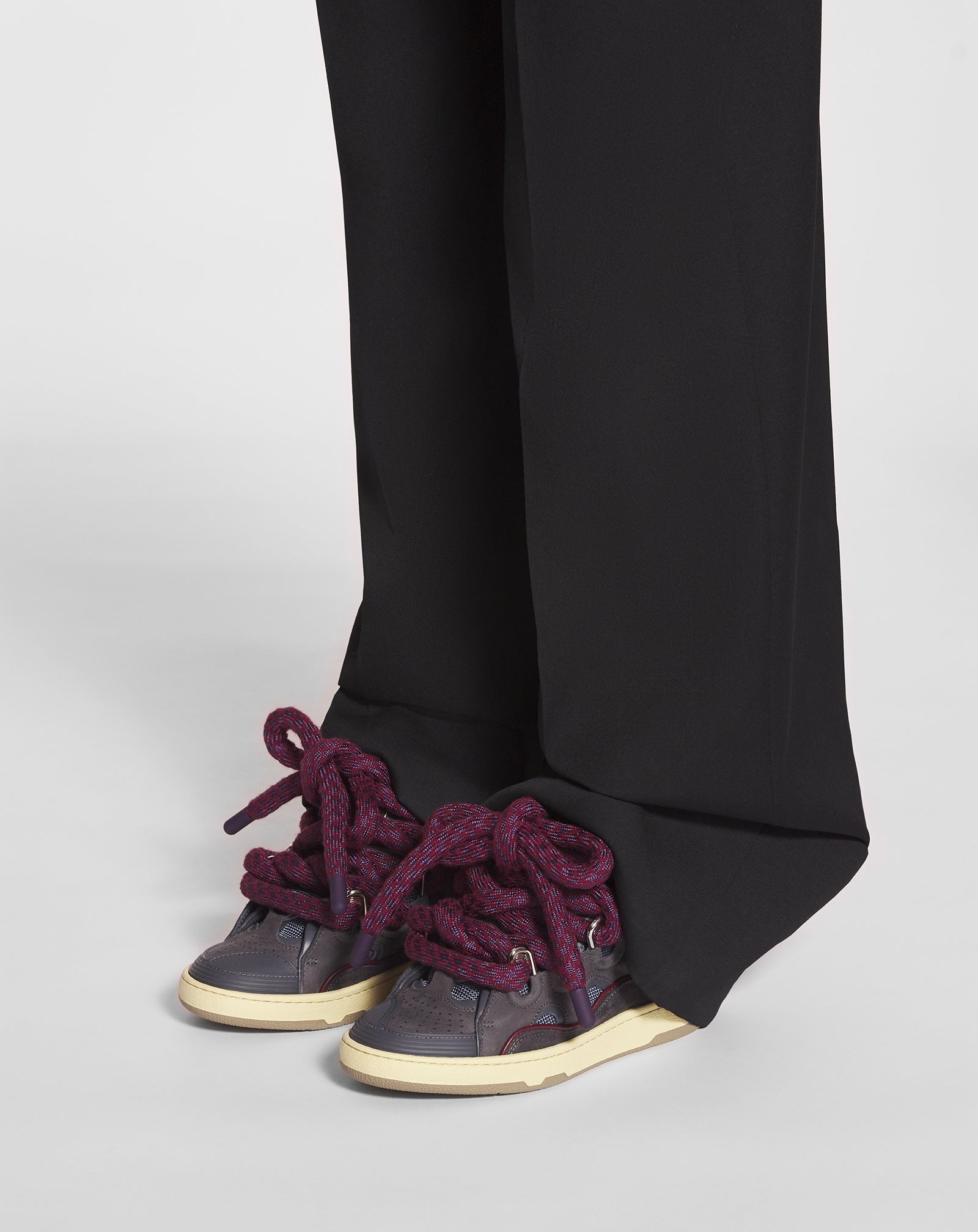 CURB SNEAKERS IN LEATHER WITH SNAKE LACES