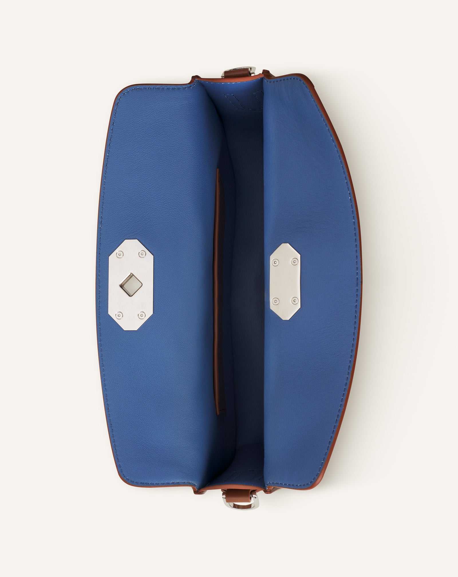 BROWN COMPAGNON ASYMMETRICAL LEATHER CLUTCH BAG