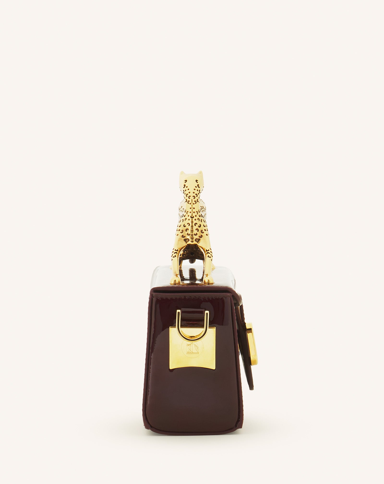 BROWN PENCIL CAT NANO BAG IN PATENT LEATHER