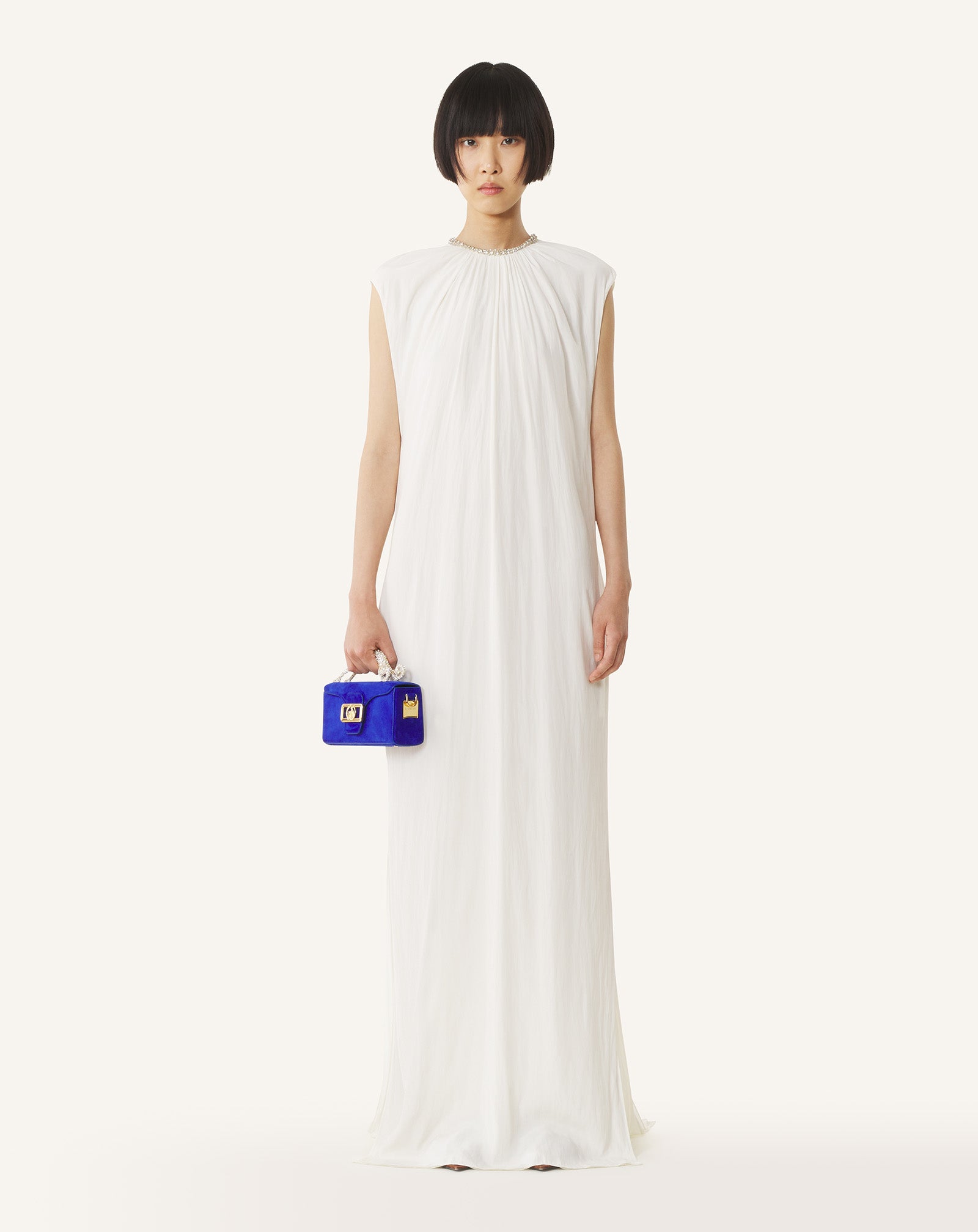 BLUE NANO PENCIL CAT LEATHER BAG