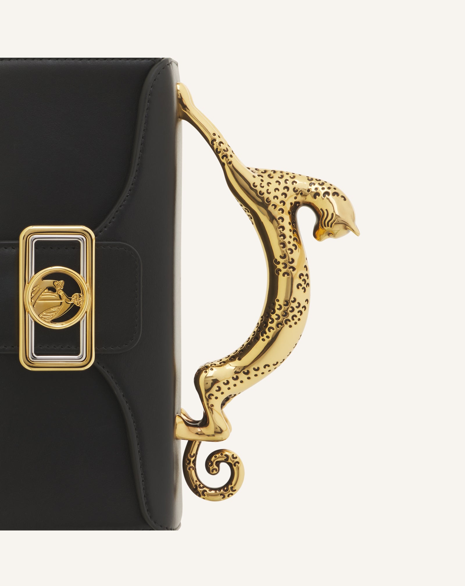 BLACK NANO PENCIL CAT LEATHER BAG