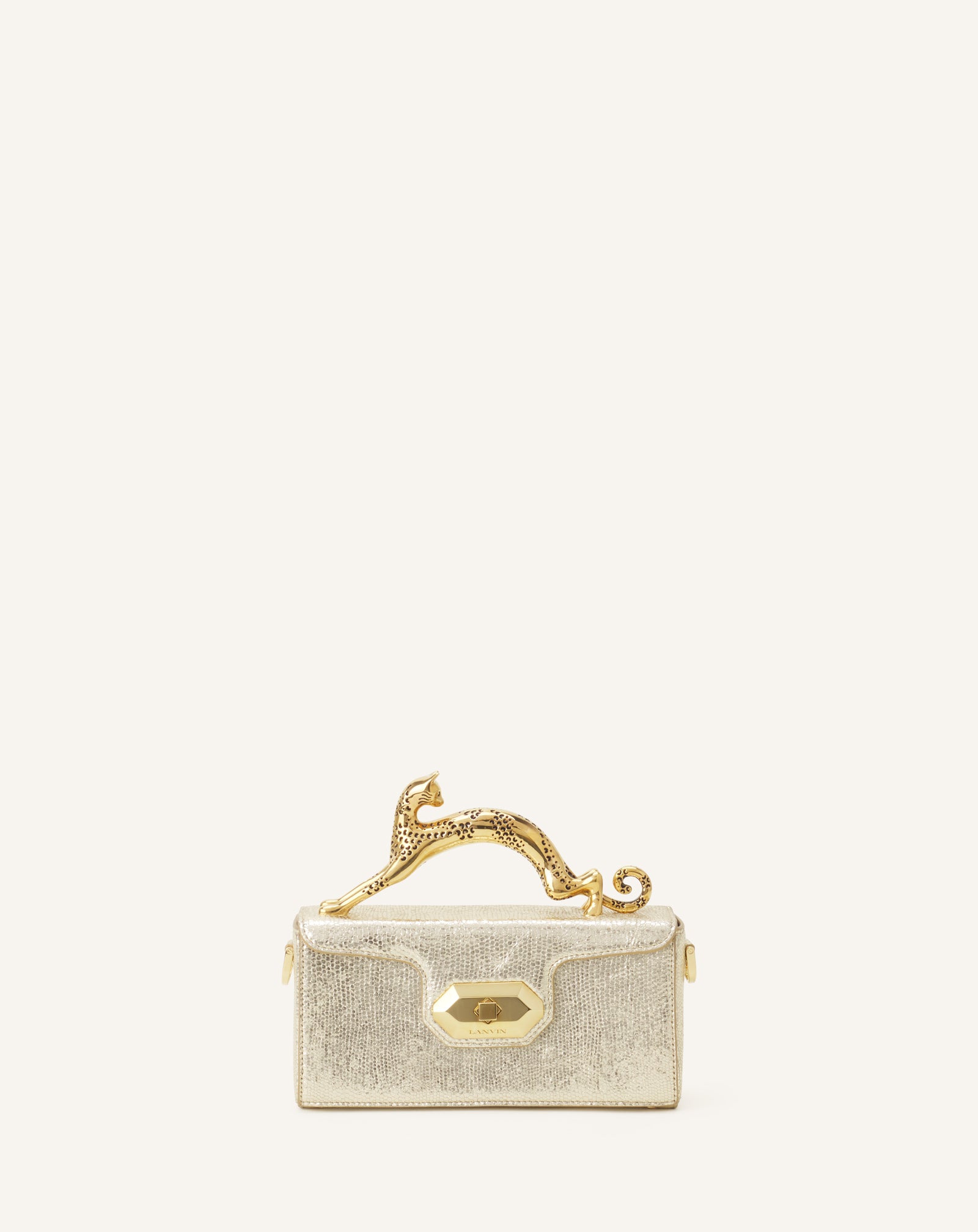 SILVER PENCIL CAT NANO BAG IN CRACKLED METALLIC LEATHER