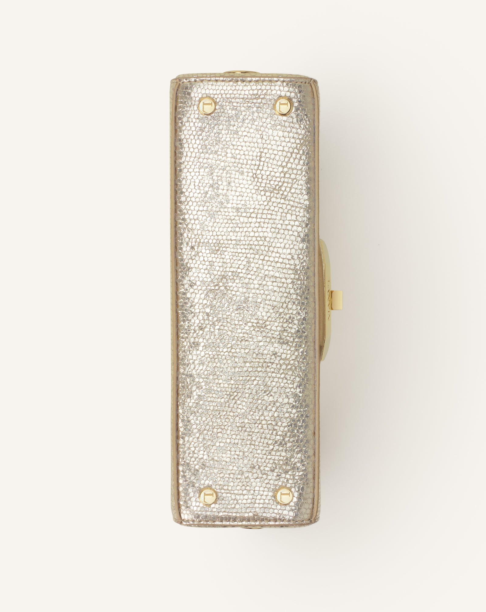 SILVER PENCIL CAT NANO BAG IN CRACKLED METALLIC LEATHER