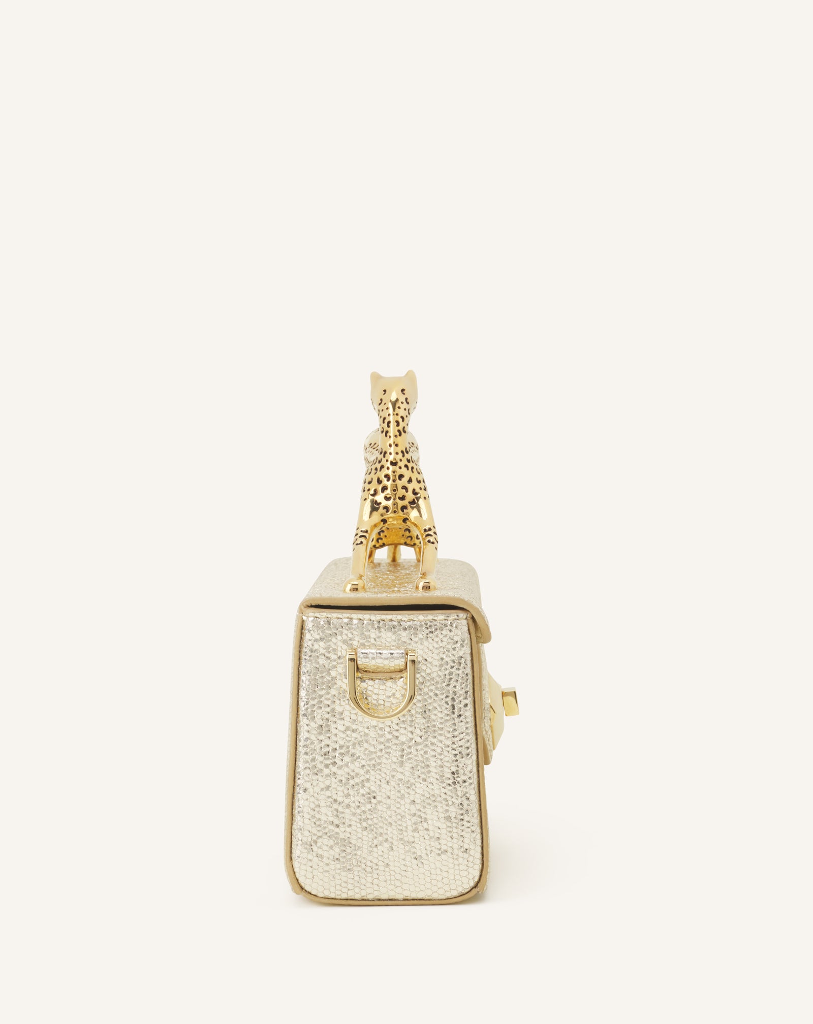 SILVER PENCIL CAT NANO BAG IN CRACKLED METALLIC LEATHER