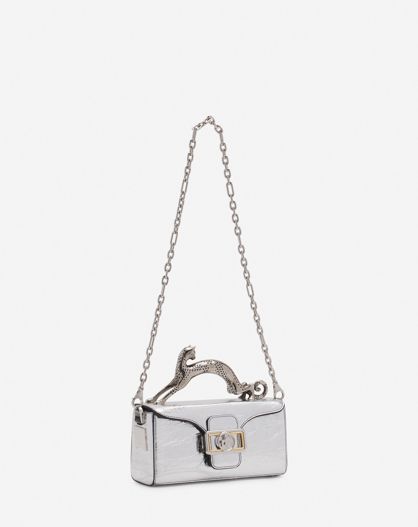 NANO PENCIL CAT BAG IN METALLIC LEATHER