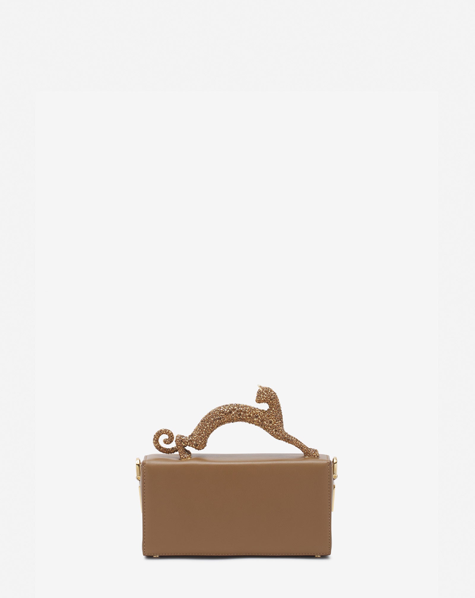 NANO PENCIL CAT BAG IN LEATHER AND RHINESTONE