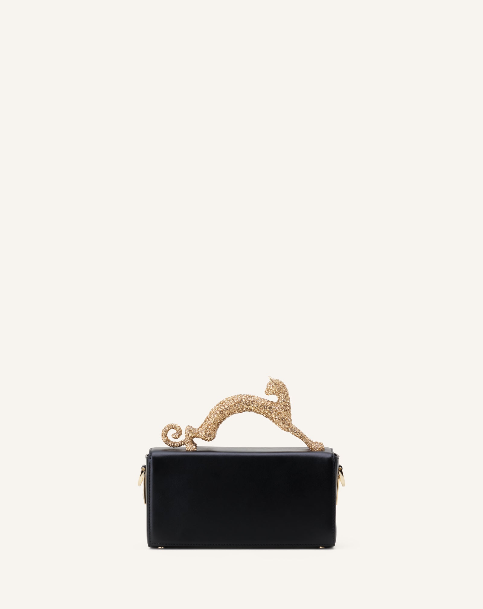 LEATHER NANO PENCIL CAT BAG WITH RHINESTONES