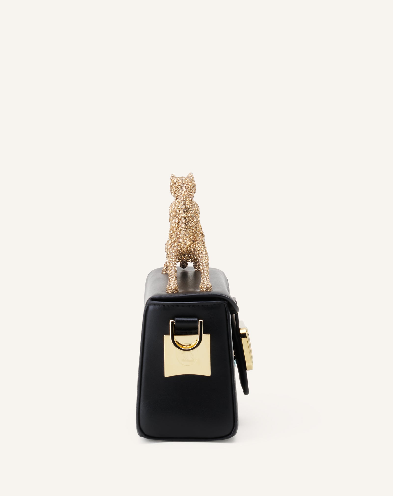 LEATHER NANO PENCIL CAT BAG WITH RHINESTONES