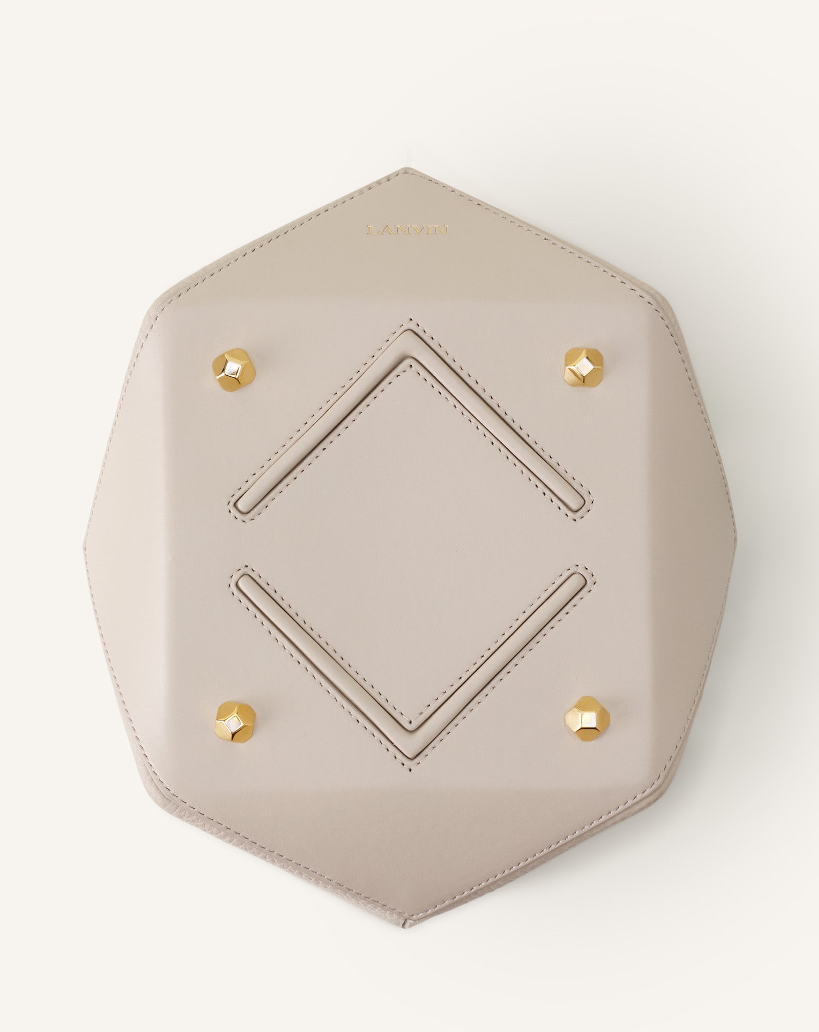 WHITE CATCH BY LANVIN BUCKET BAG IN GRAINED LEATHER