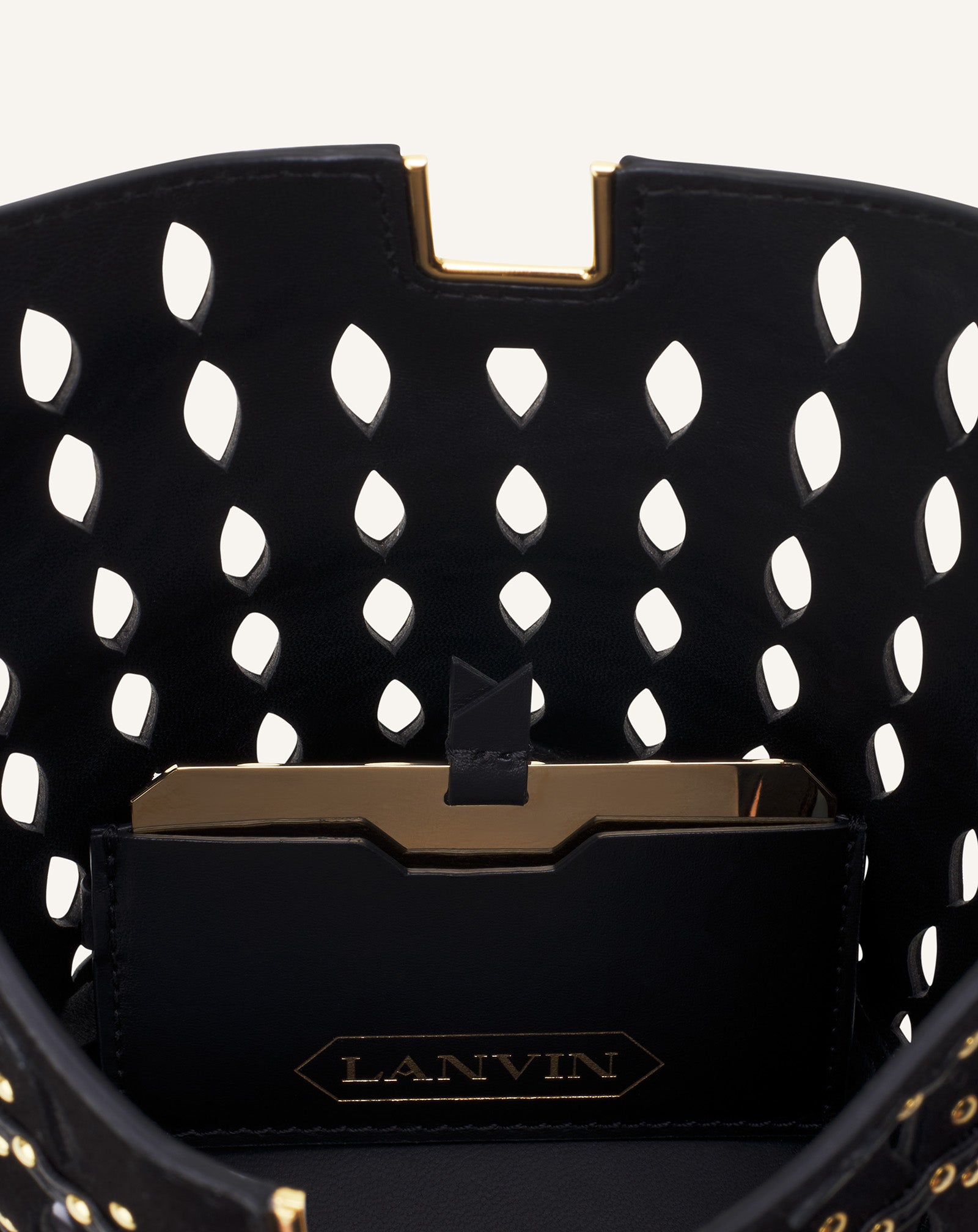 BLACK CATCH BY LANVIN NANO BUCKET BAG IN SUEDE