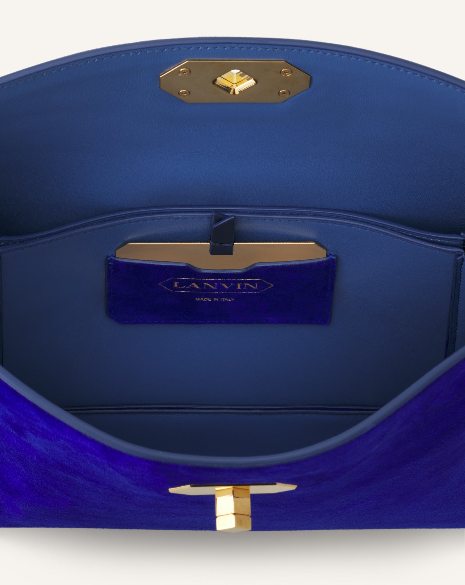 BLUE COMPAGNON MEDIUM ASYMMETRICAL BAG IN SUEDE