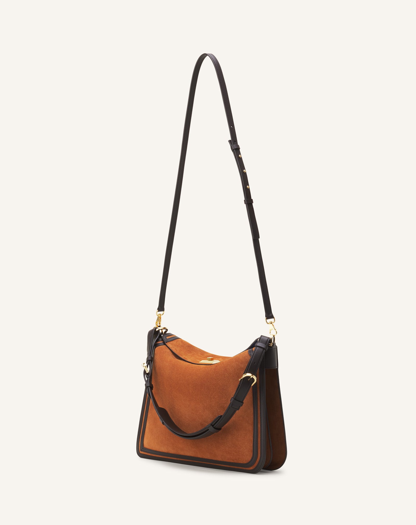 BROWN COMPAGNON ASYMMETRICAL BAG IN SUEDE