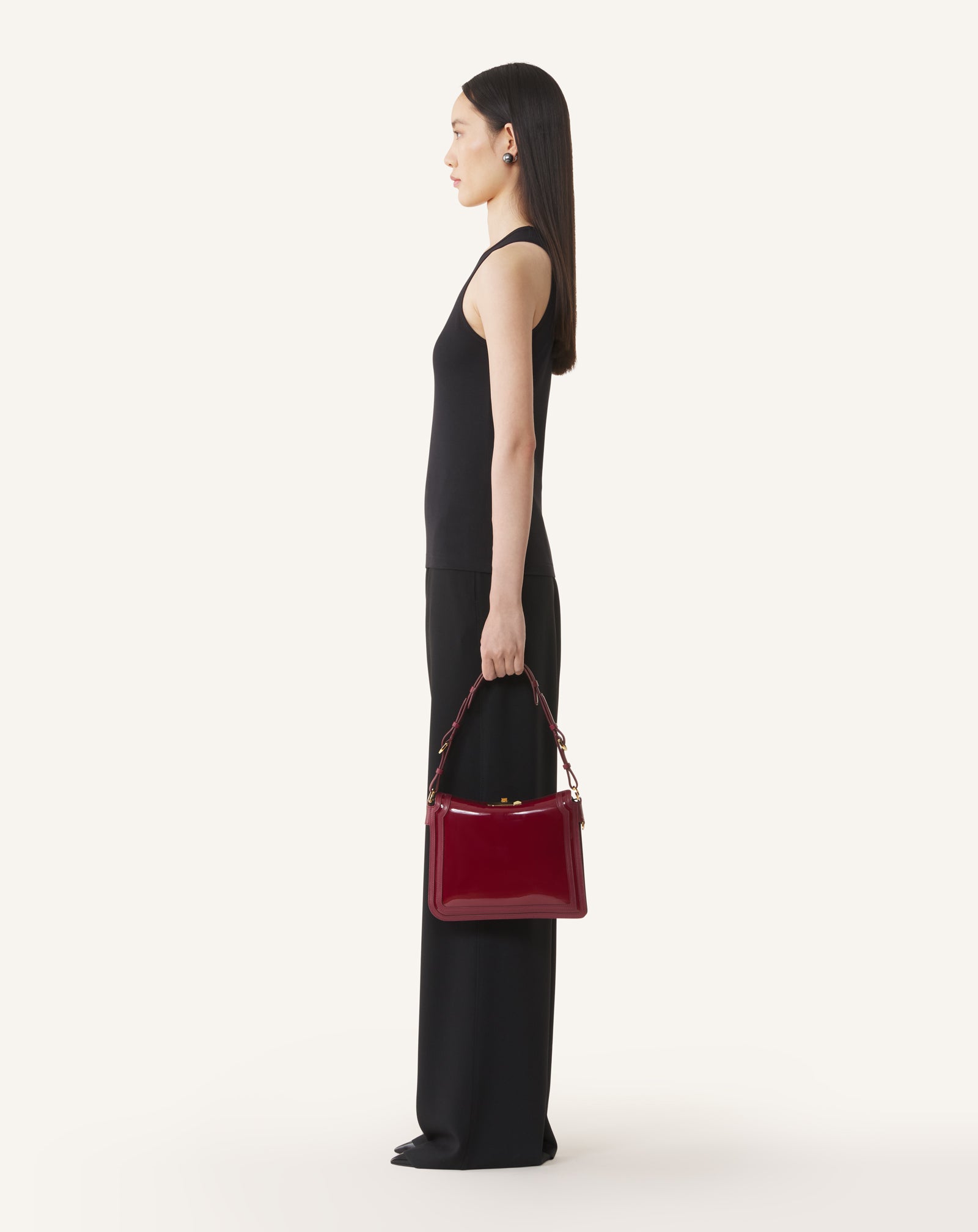 RED COMPAGNON 20 BAG IN PATENT LEATHER