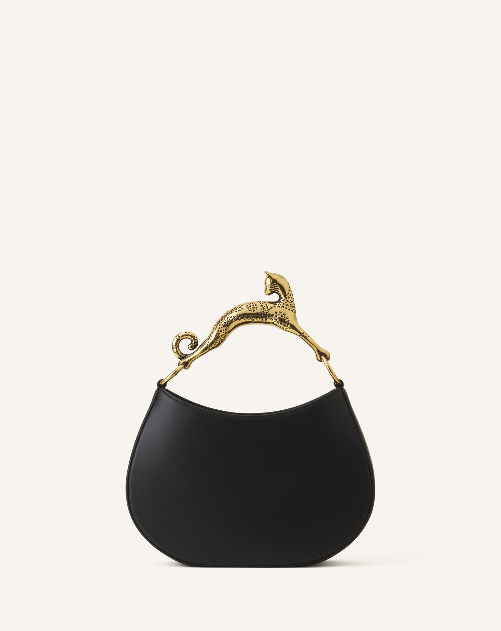 BLACK HOBO CAT  BAG IN LEATHER