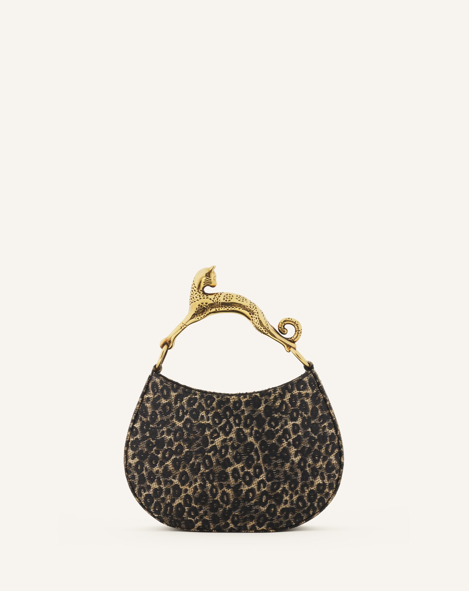 BEIGE HOBO CAT BAG IN RAFFIA LEOPARD PRINT
