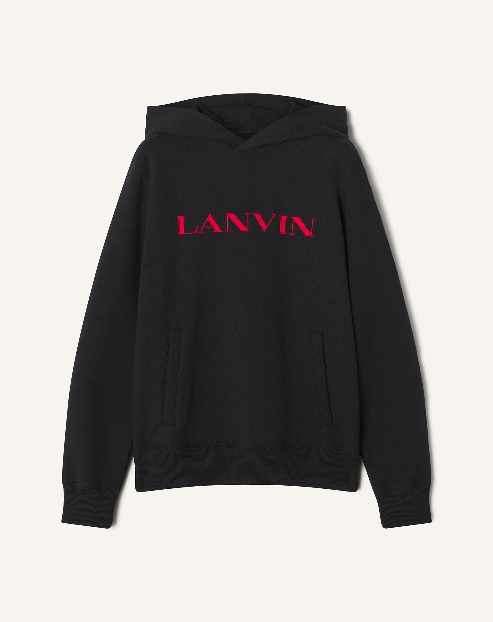 BLACK LANVIN EMBROIDERED COTTON HOODIE
