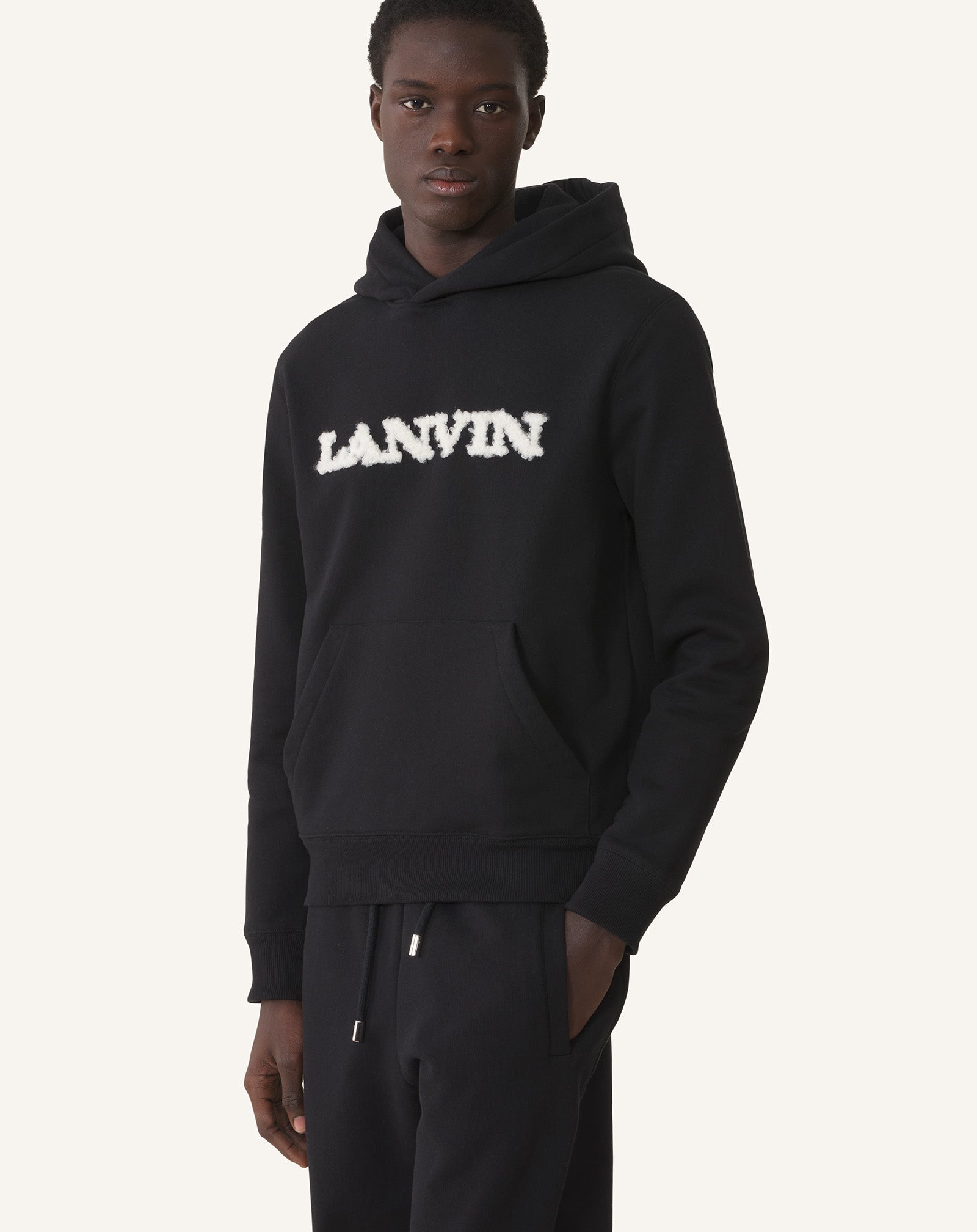 LANVIN SHEARLING COTTON HOODIE
