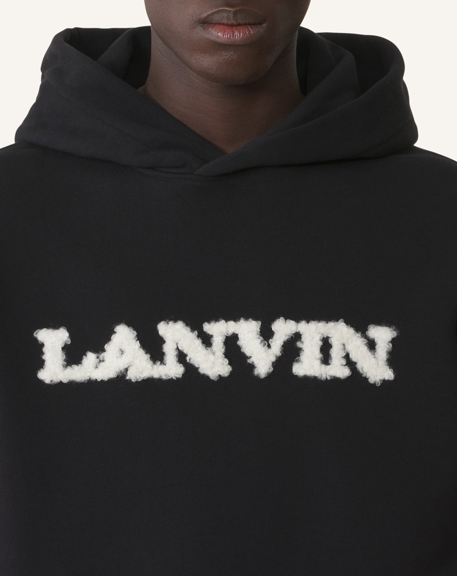 LANVIN SHEARLING COTTON HOODIE