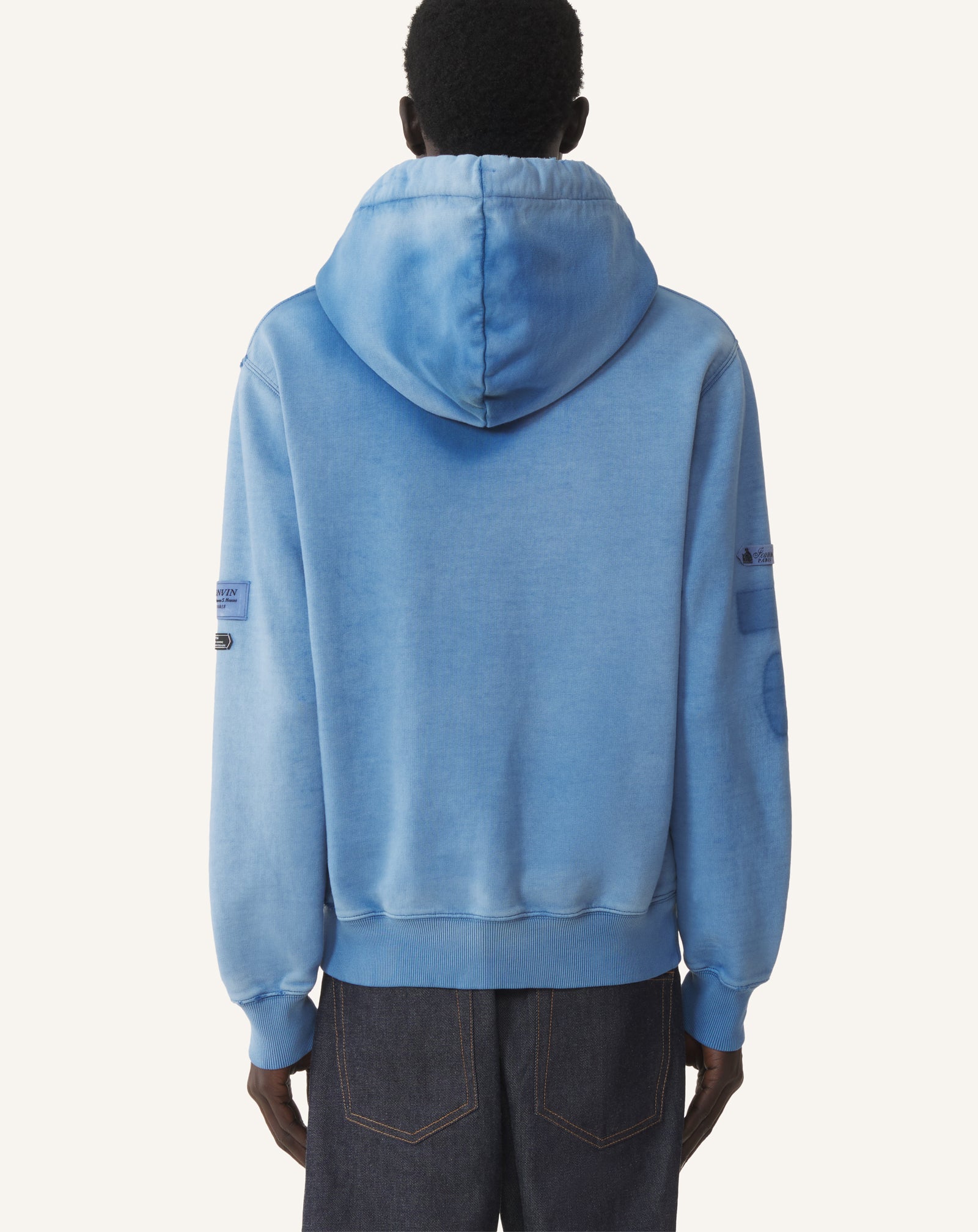 BLUE CENTENARY WORN EFFECT HOODIE