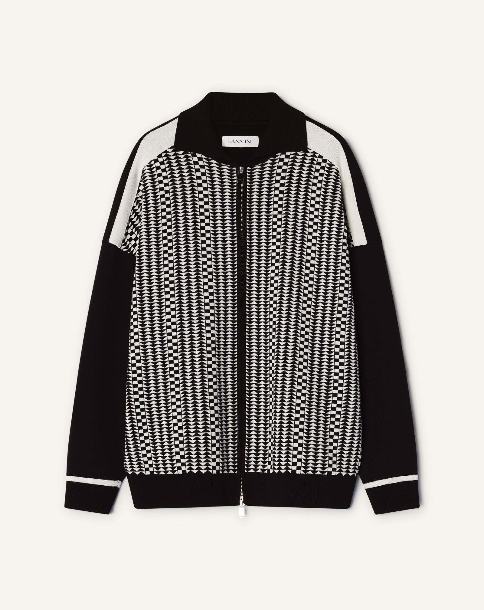 GREY ZIP JACKET IN SILK AND COTTON JACQUARD