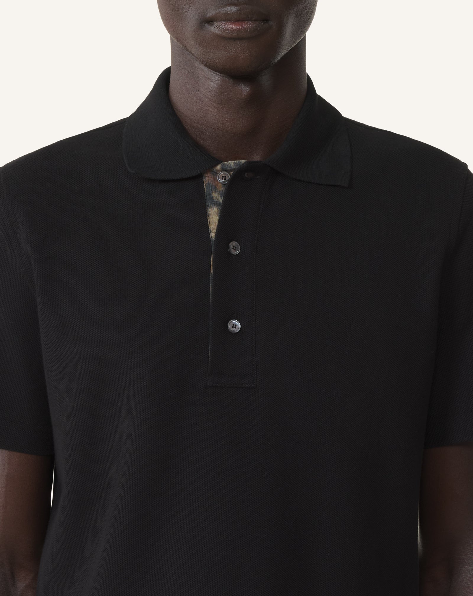 BLACK POLO SHIRT IN PIQUE COTTON