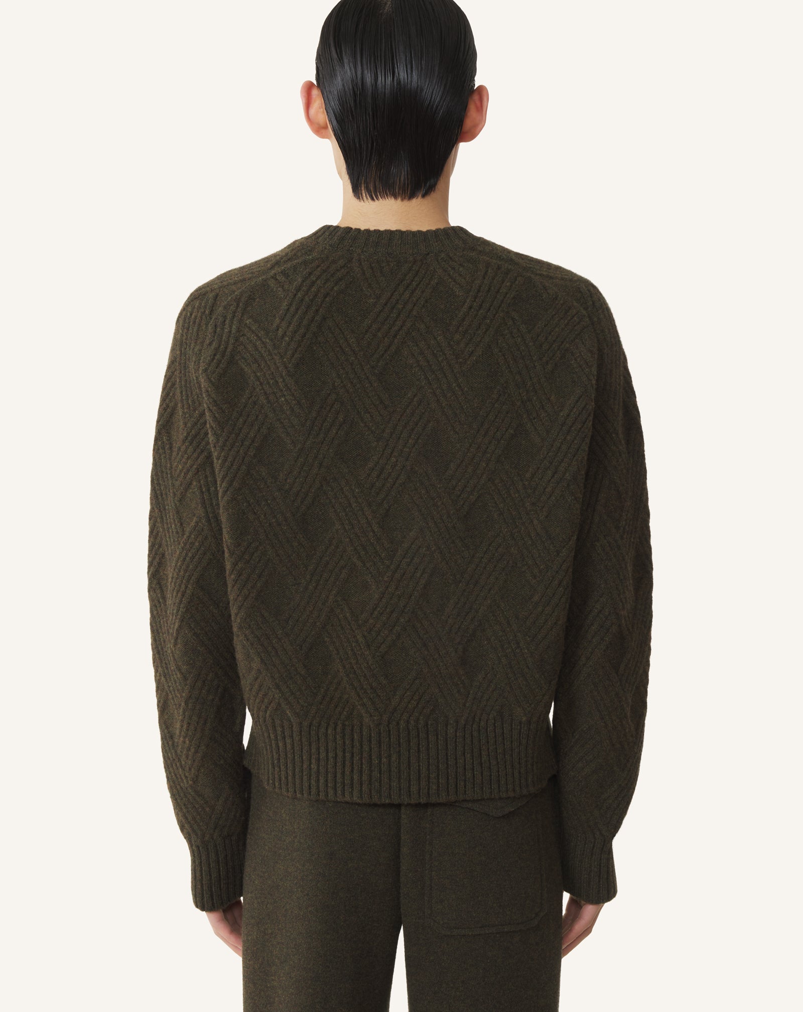 BLACK CABLE-KNIT WOOL SWEATER