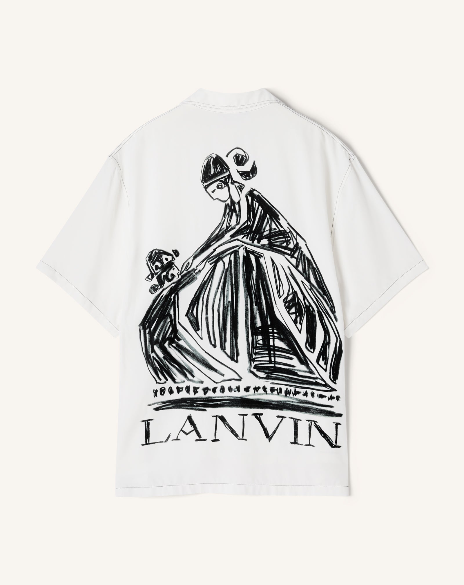 WHITE SHIRT WITH MOTHER AND CHILD PRINT ON THE BACK