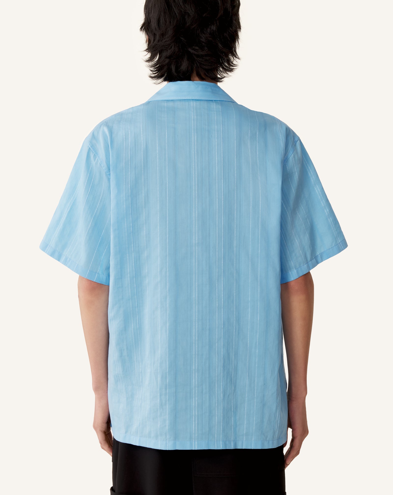 BLUE TEXTURED SHIRT IN COTTON AND SILK