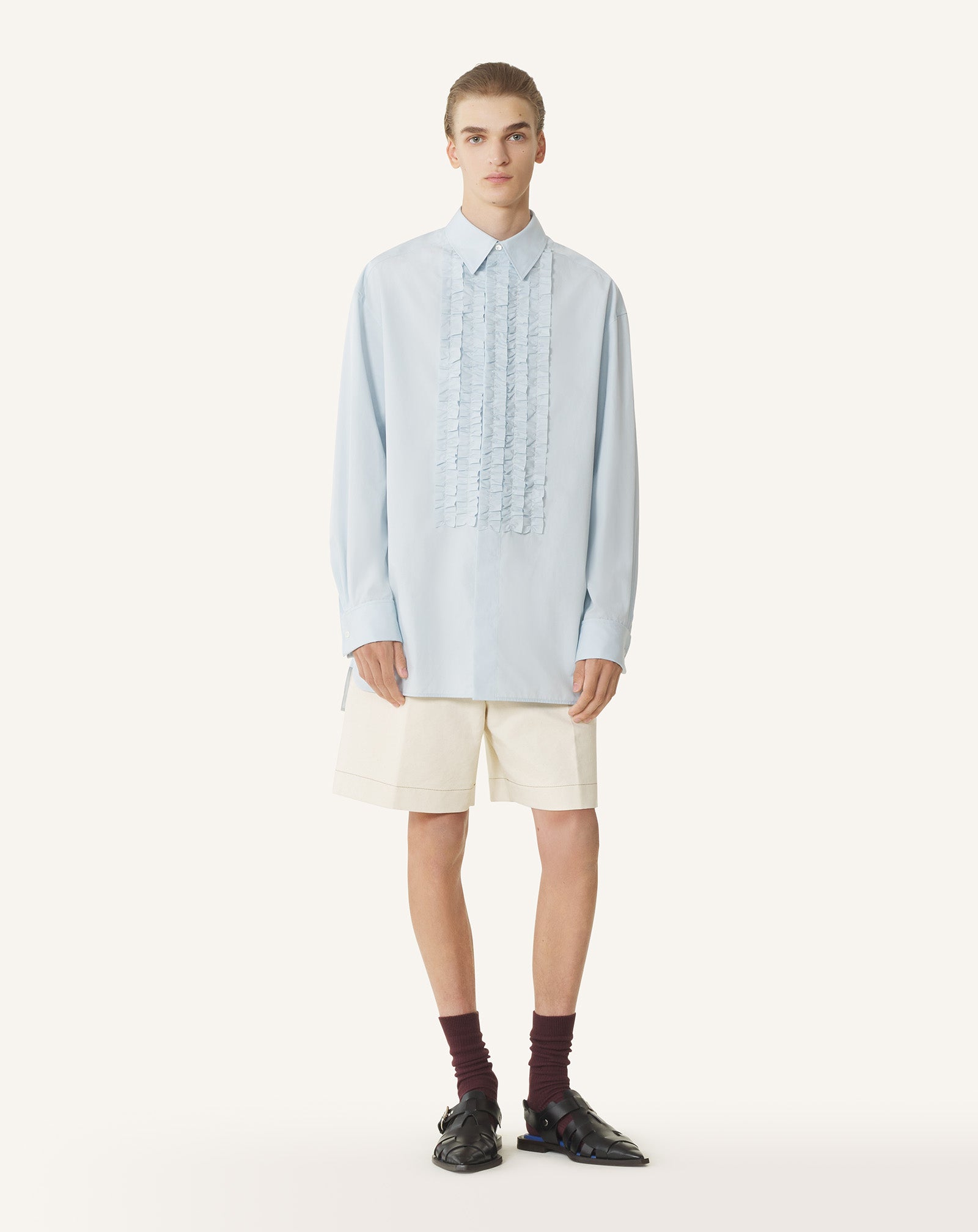 COTTON POPLIN BIB FRONT SHIRT