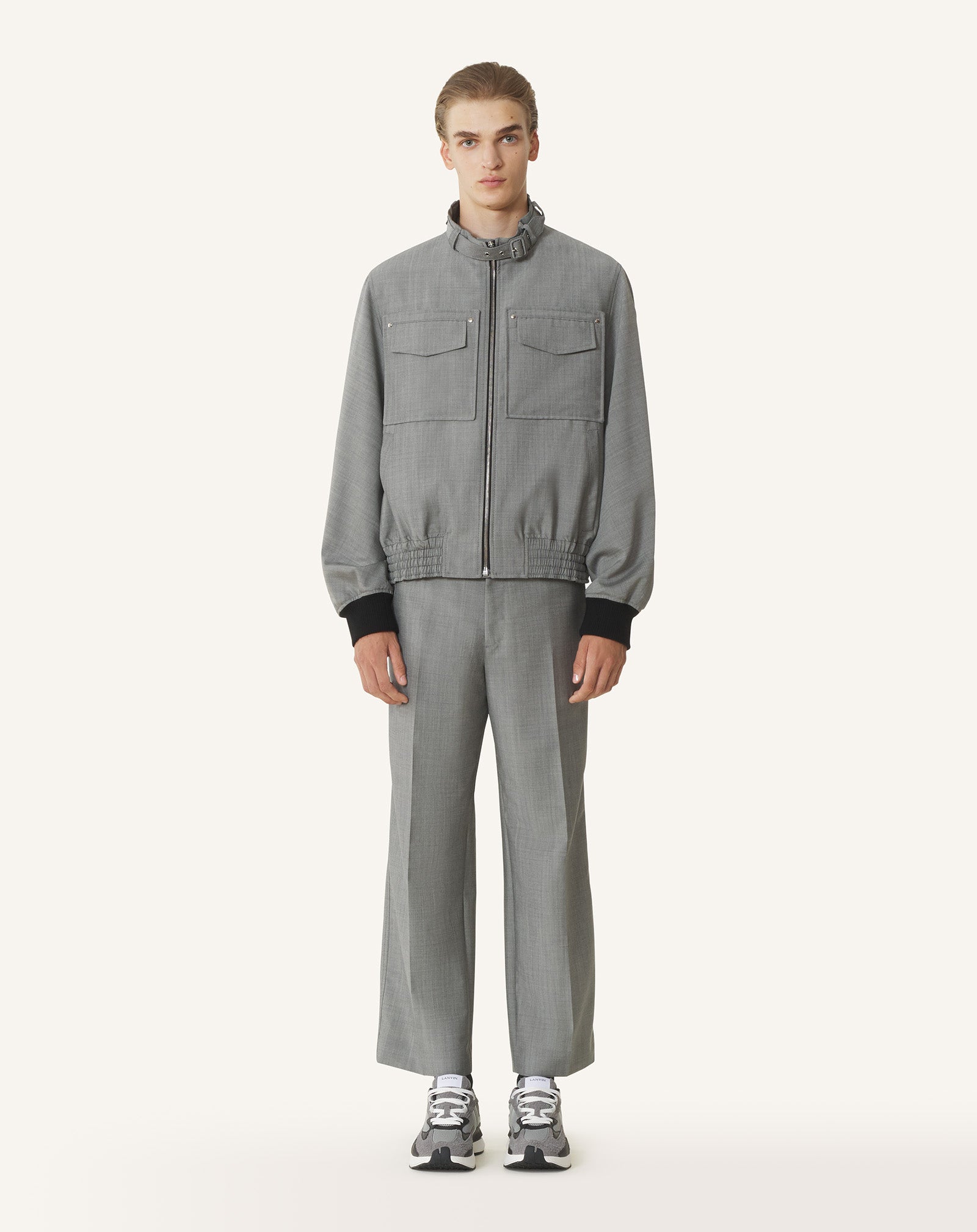 STRAIGHT-LEG MOHAIR WOOL PANTS