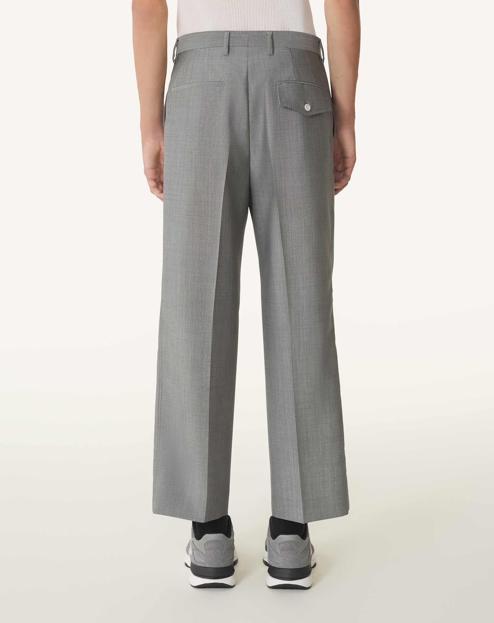 BLACK STRAIGHT-LEG MOHAIR WOOL PANTS