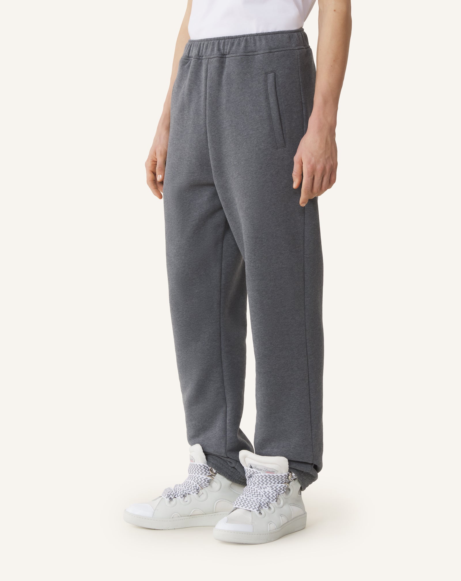 BLACK LANVIN RIBBON JOGGING PANTS IN COTTON AND CASHMERE