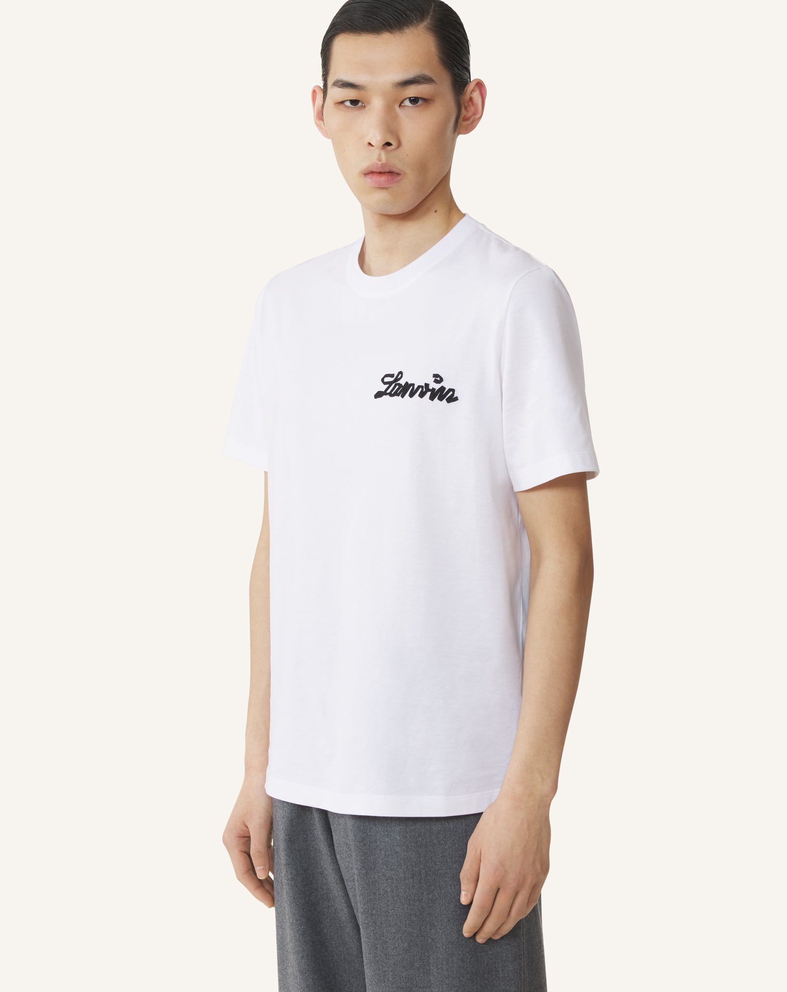 WHITE LANVIN SMALL RIBBON COTTON T-SHIRT