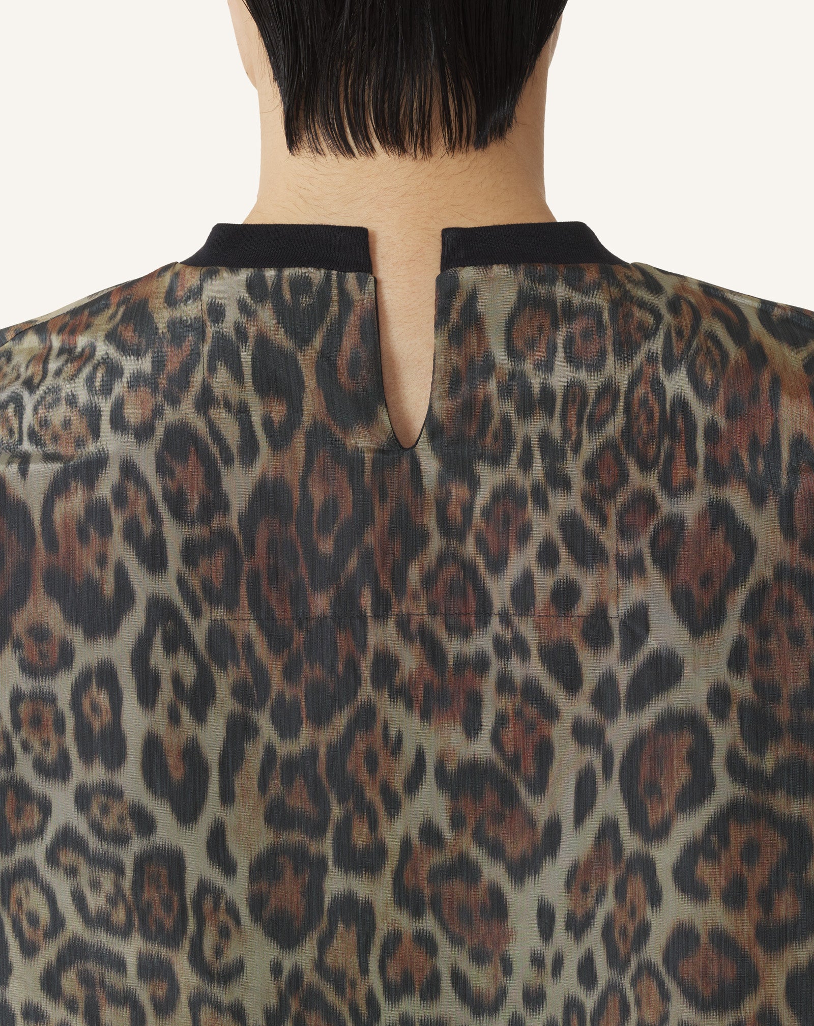 BLACK REVERSIBLE PRINTED T-SHIRT IN COTTON AND TAFFETA