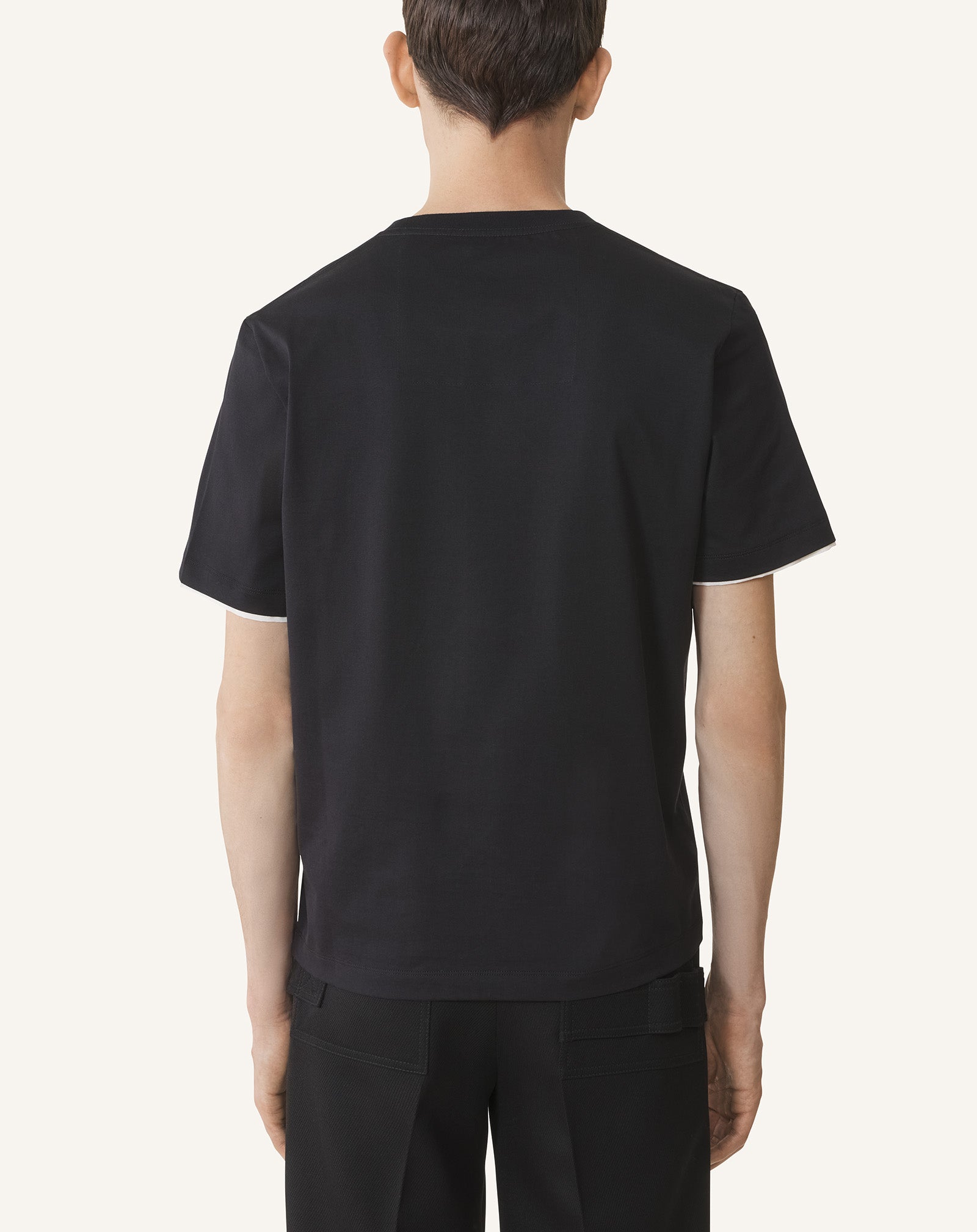 COTTON T-SHIRT WITH SILK DETAIL