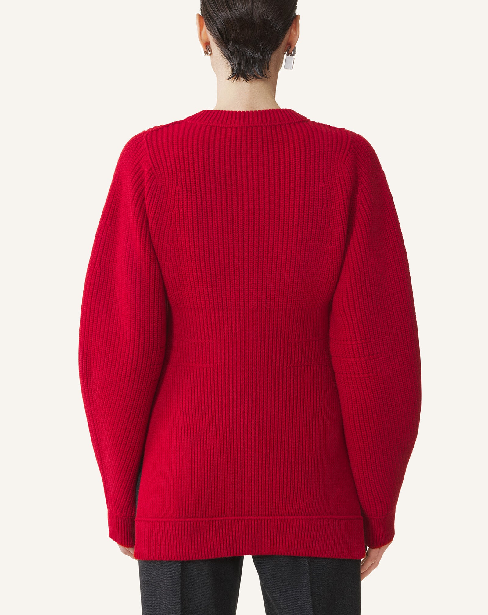 WOOL RIBBED CARDIGAN