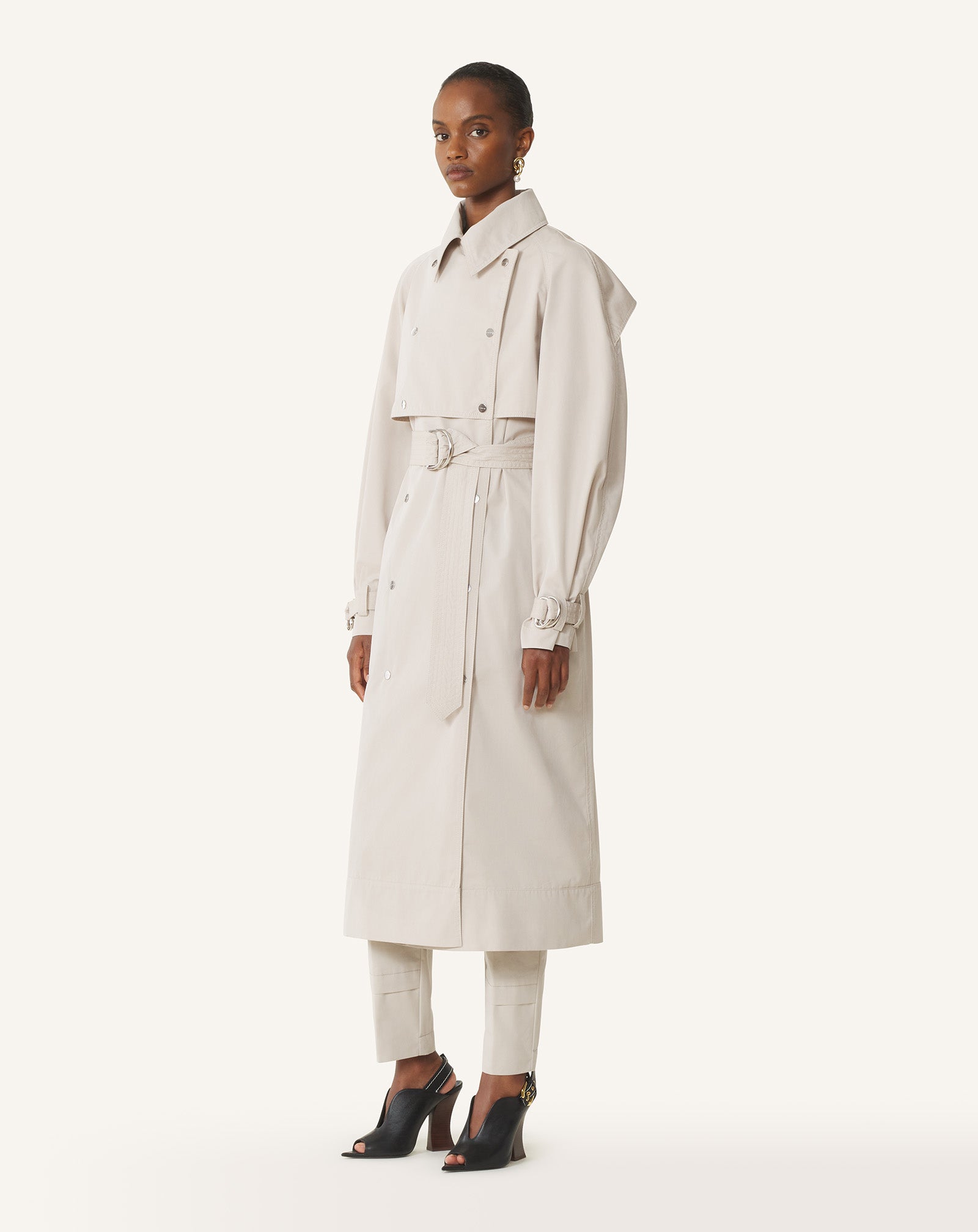 WHITE COTTON TRENCH COAT