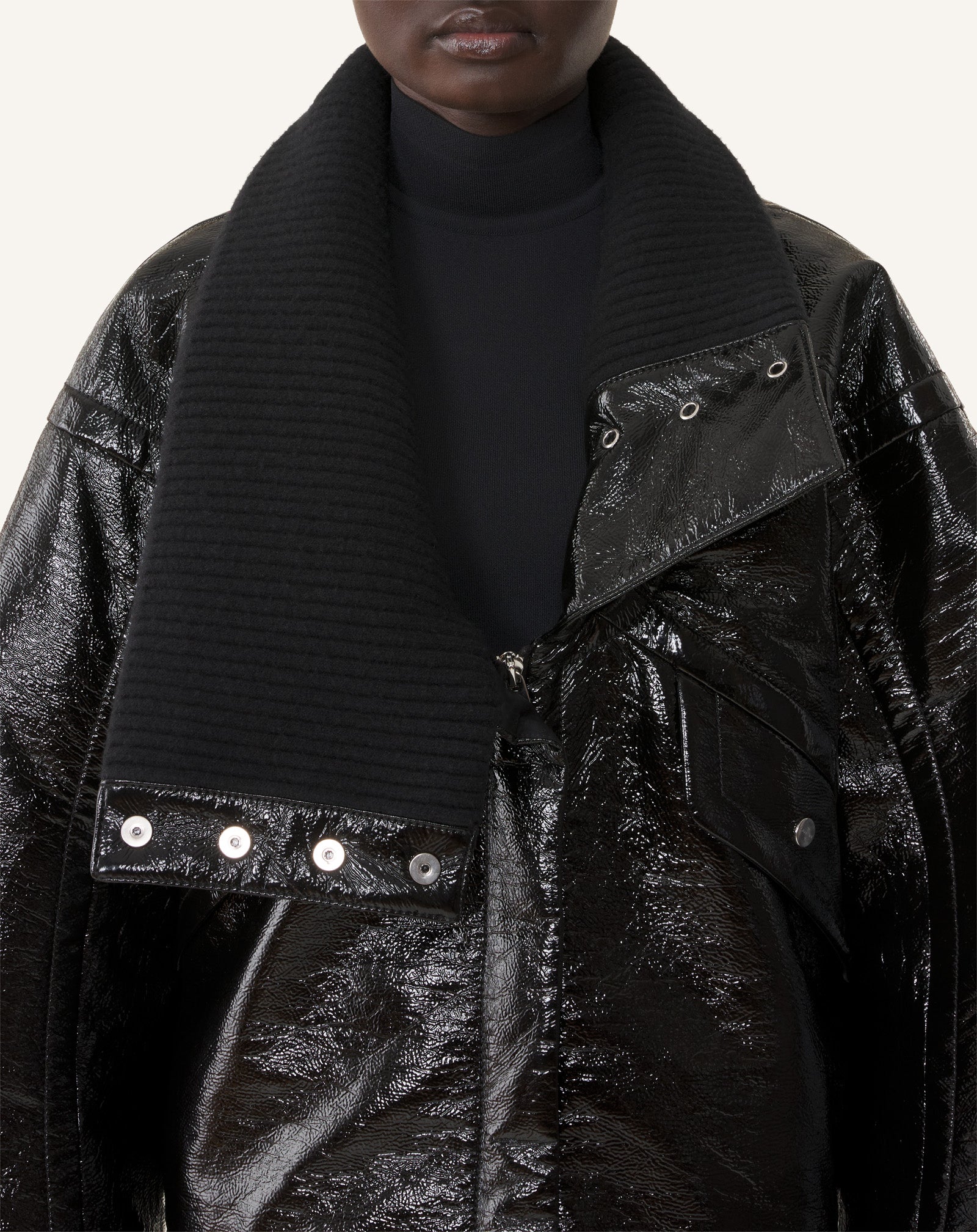 BLACK SHORT VINYL COAT